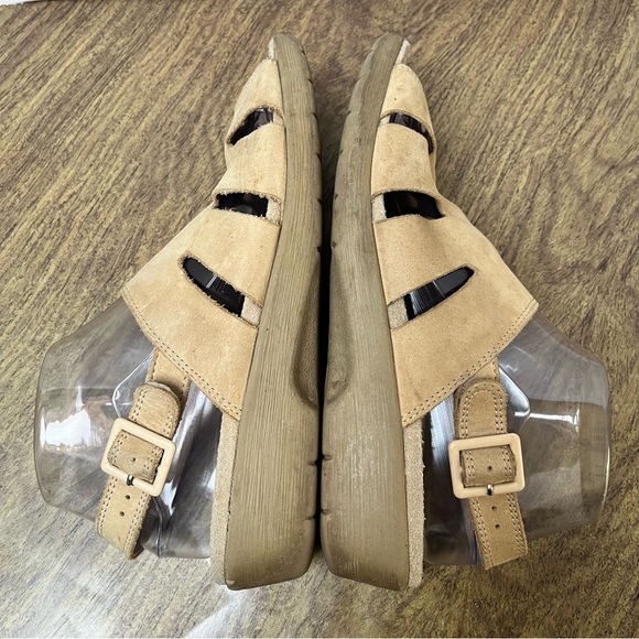 ECCO Beige Leather Wedge Sandals Size 39 - Picture 5 of 13